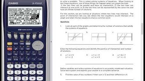 fx9750GII Solving Systems with Simultaneous Solver and Graphing (Mini_Math Lesson)