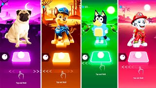 Real Dog vs Paw Patrol vs Bluey vs Marshall Tiles Hop EDM Rush