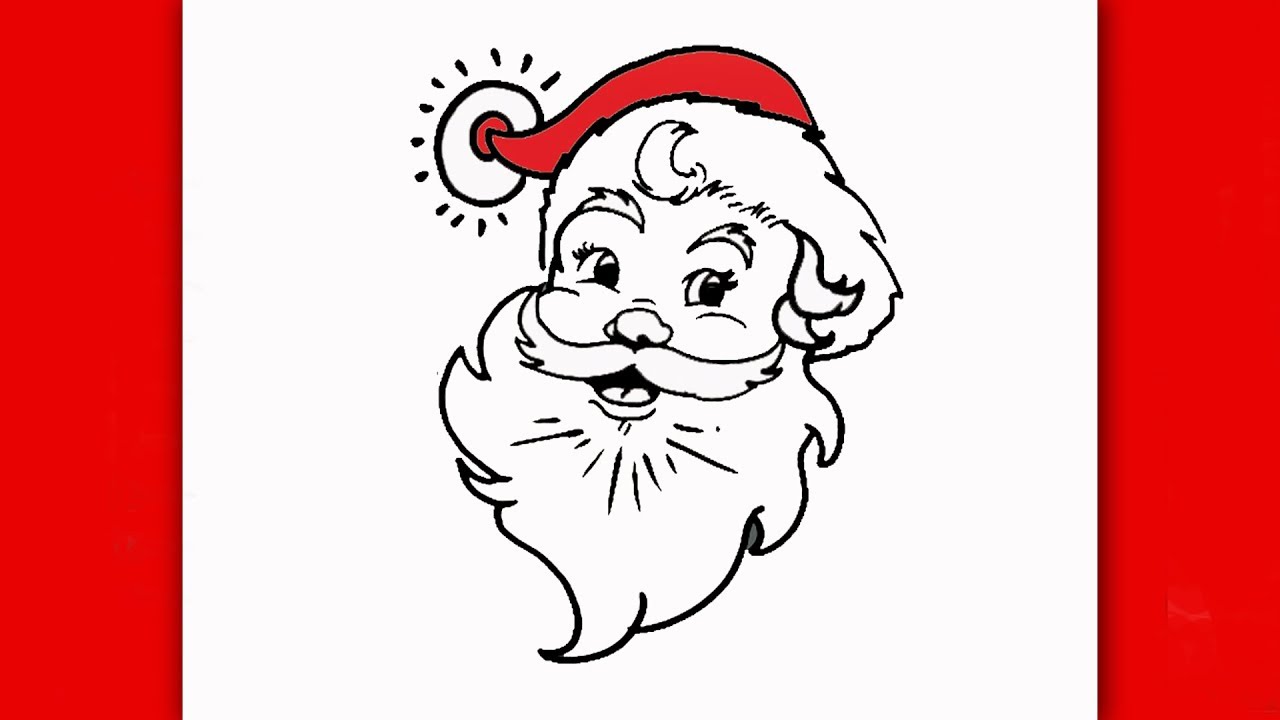 How To Draw Santa Claus Face Step By Step For Kids Easy And Simple Cristmas Drawing Tutorial