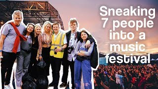 Sneaking 7 people into a music festival as litter pickers.