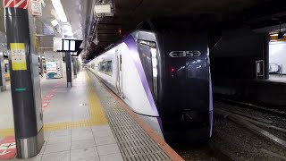 [2025.3月のダイヤ改正で運用廃止・MHあり！]回5201M E353系 S207編成 S101編成 特急はちおうじ1号八王子行の送り込み回送 回送列車がMHを鳴らして新宿駅7番線を発車するシーン