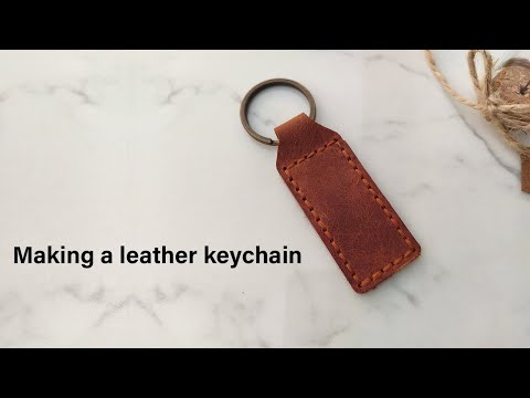 Making a Rectangle Leather Keychain with Pdf Pattern,  DIY Leather Accessories