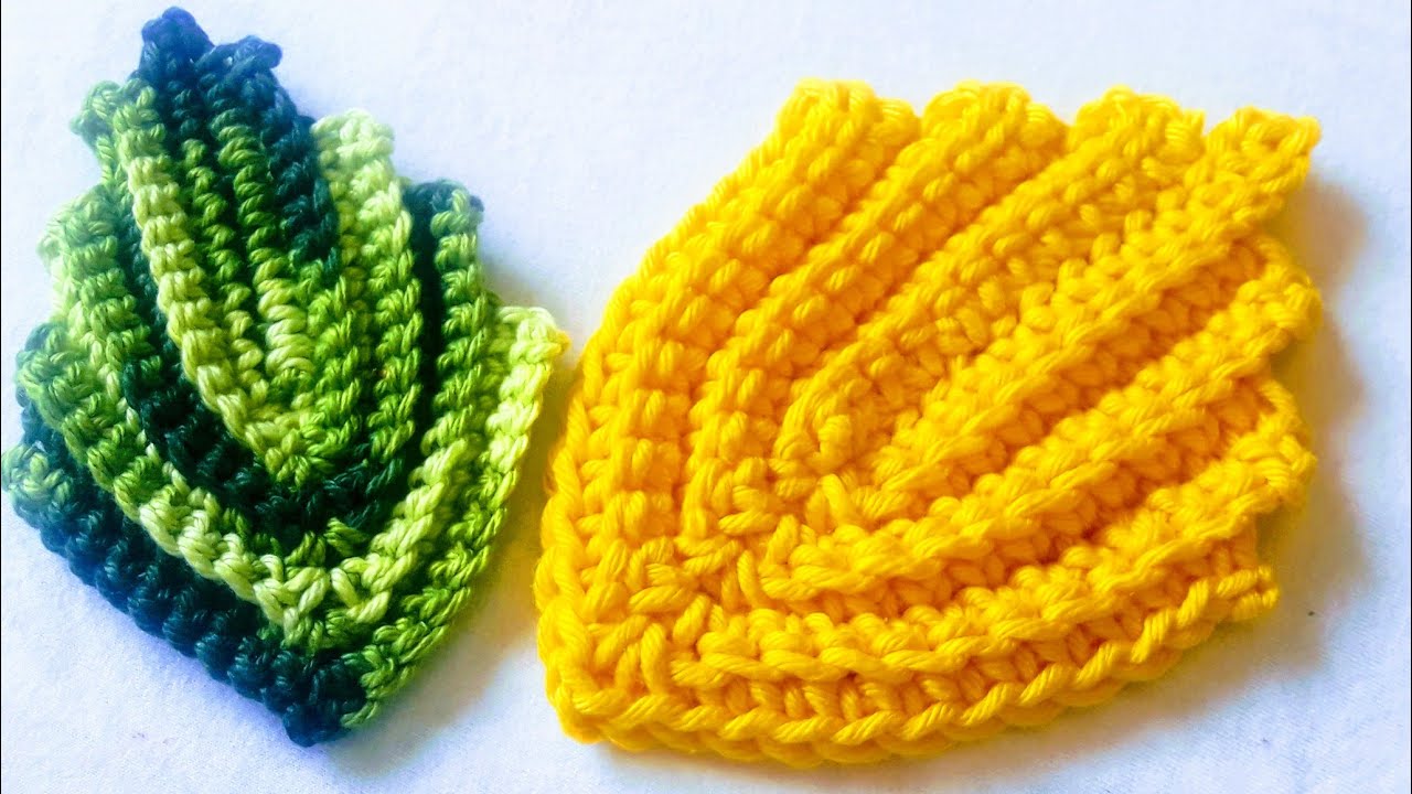 Folha  de crochê (fácil) #crochet #handmadecrochet #crochettutorial