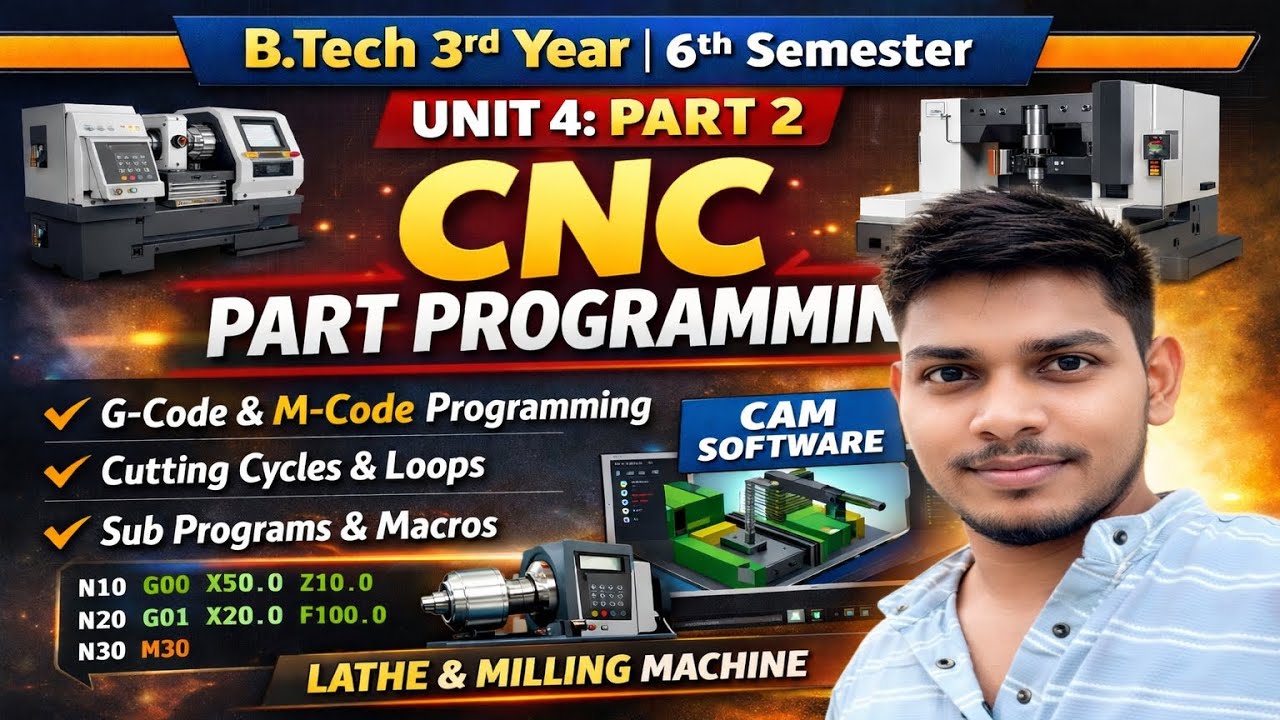CNC Part Programming (Unit 4 Part 2) | G-Code, M-Code, Cycles, Macros ...