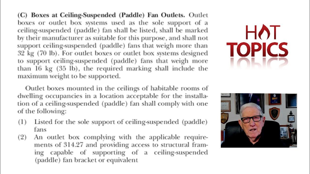 314.27(C) Boxes at Ceiling-Suspended (Paddle) Fan Outlets.