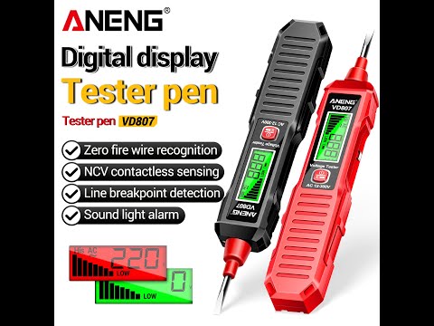 Розумна індукційна ручка тестер напруги вольтметр ANENG VD807/ Цифрова вимірювальна ручка, Red, видео 1