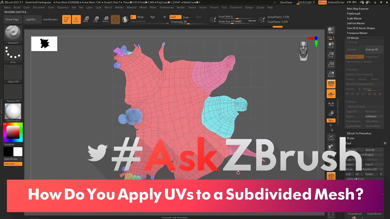 #AskZBrush - "How Do You Apply UVs To A Subdivided Mesh?" - YouTube