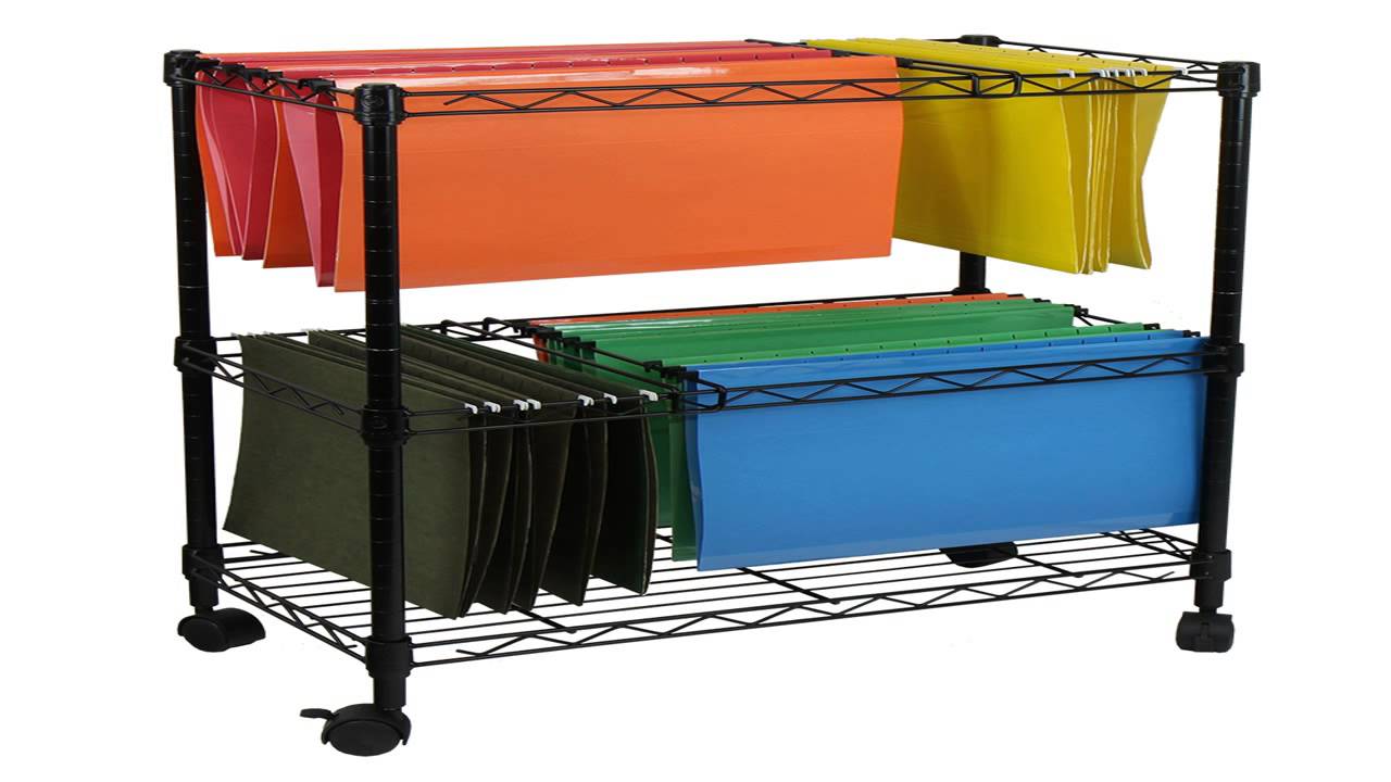 Oceanstar Portable 2 Tier Metal Rolling File Cart Black YouTube