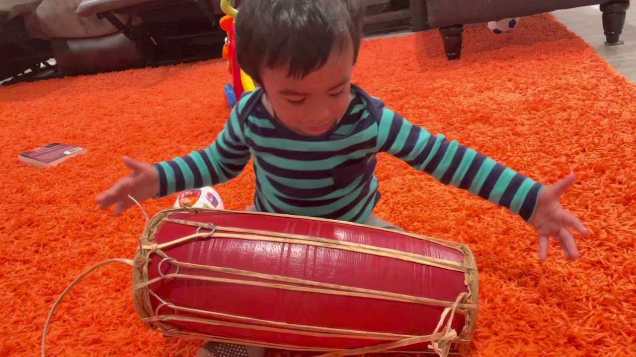Baby playing instrument|Madal|Nepali Folk Music|Traditional Percussion ...