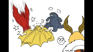 Godzilla KOTM The Death of King Ghidorah by Godzilla and Rodan! (Godzilla Comic Dub)