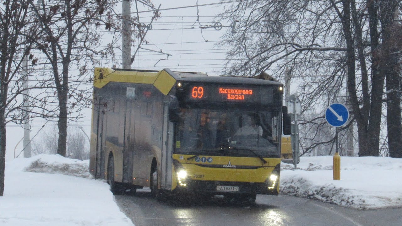 (МИНСК) Поездка в автобусе МАЗ-303.065 (Маршрут: 69, АТ 6331-7)