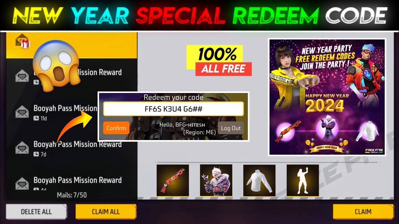 1 January Special Redeem Code🔥 + Tonight Update | New Year Special ...