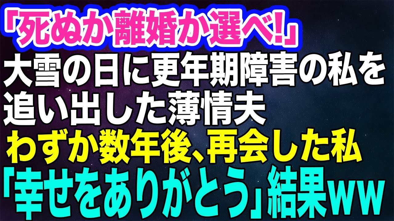 20年連れ添った夫「主婦のくせにダラダラするな！更年期？知らん！」→離婚して数年後、病院で再会したガリガリの元夫に私「ありがとう♪」元夫「えっ？」結果ｗ【スカッとする話】