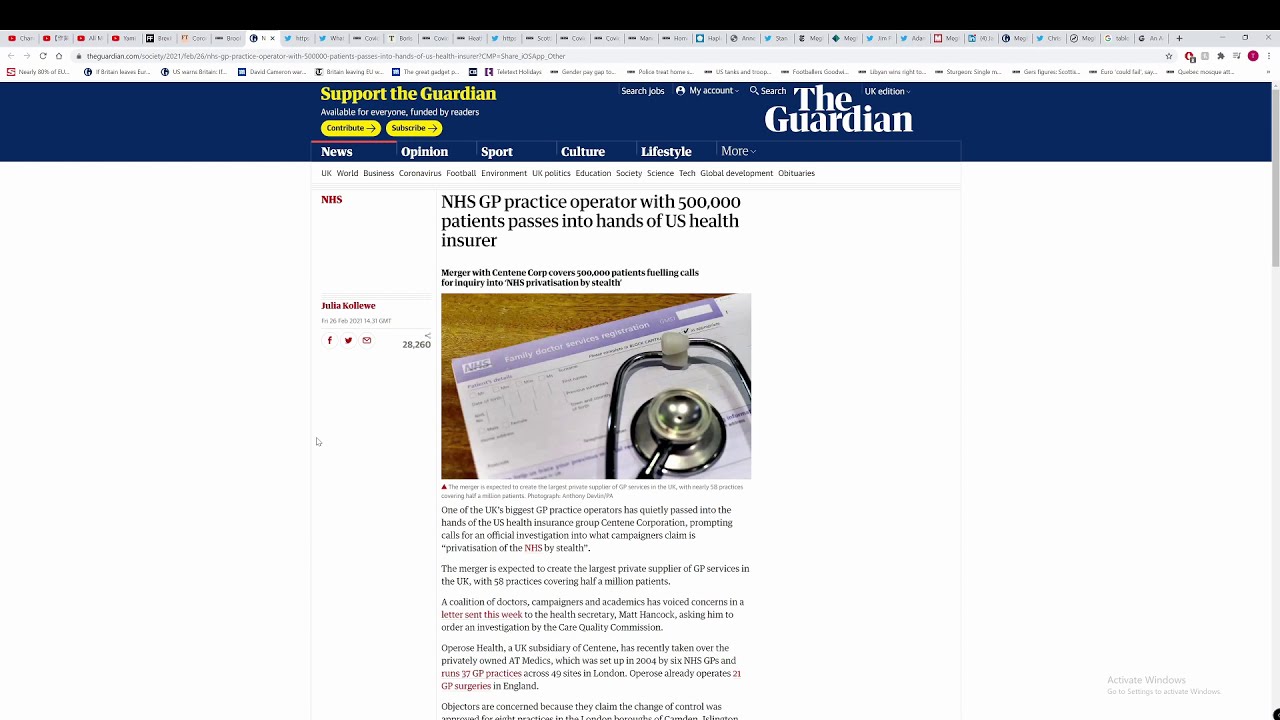 500,000 GP patients fall into the hands of US private insurance company via a merger.