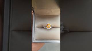 1.5+Ct Orange Sapphire Engagement Ring, Diamonds 18k White Gold/ Certified Gemstone / Etsy Listing