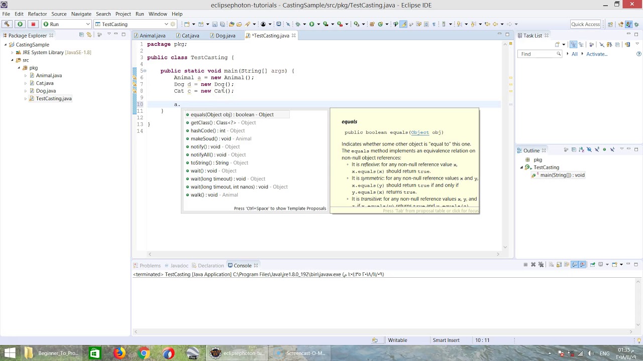 Java SE From Beginner To Professional 020 Casting Objects - YouTube