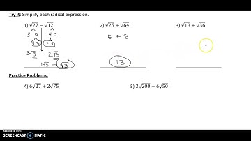 8.4 Adding & Subtracting Radicals