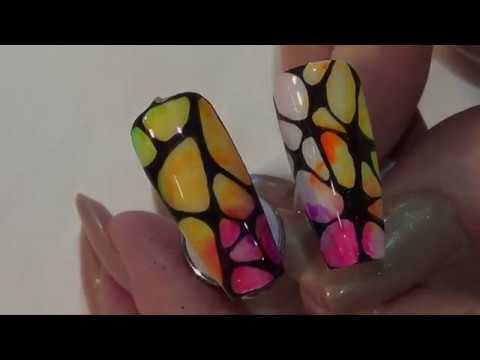 Neon nail art using pigments - YouTube
