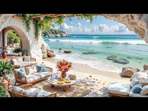 🌊 Hidden Beach Alcove with Tropical Charm | Smooth Jazz, Coffee & Ocean Waves for Deep Relaxation ☕