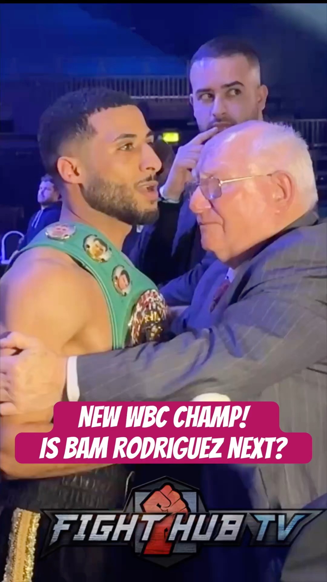 Galal Yafai embraced after becoming new WBC flyweight champ vs Sunny Edwards!