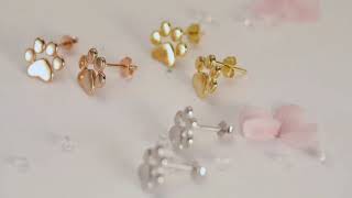 Silvery Animal Dog Cat Paw Stud Earrings