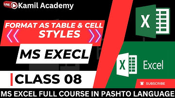 How to use Format as Table and Cell Styles in MS EXCEL || In Pashto Language (Class 08)