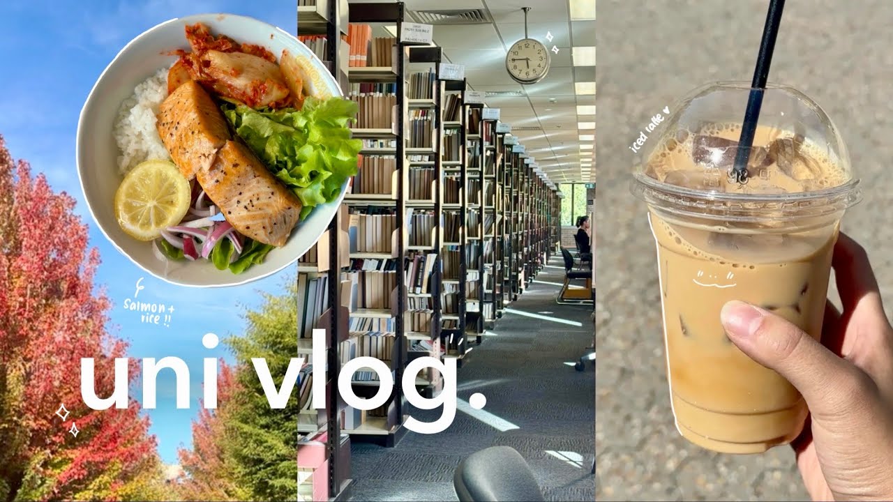 🍁 uni vlog: studying, dorm cooking + grocery shopping and campus views