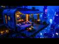 Cyberpunk Cozy Home | Rainy Neon City Balcony Ambience for Sleep &amp; Relaxation | 4K 8H
