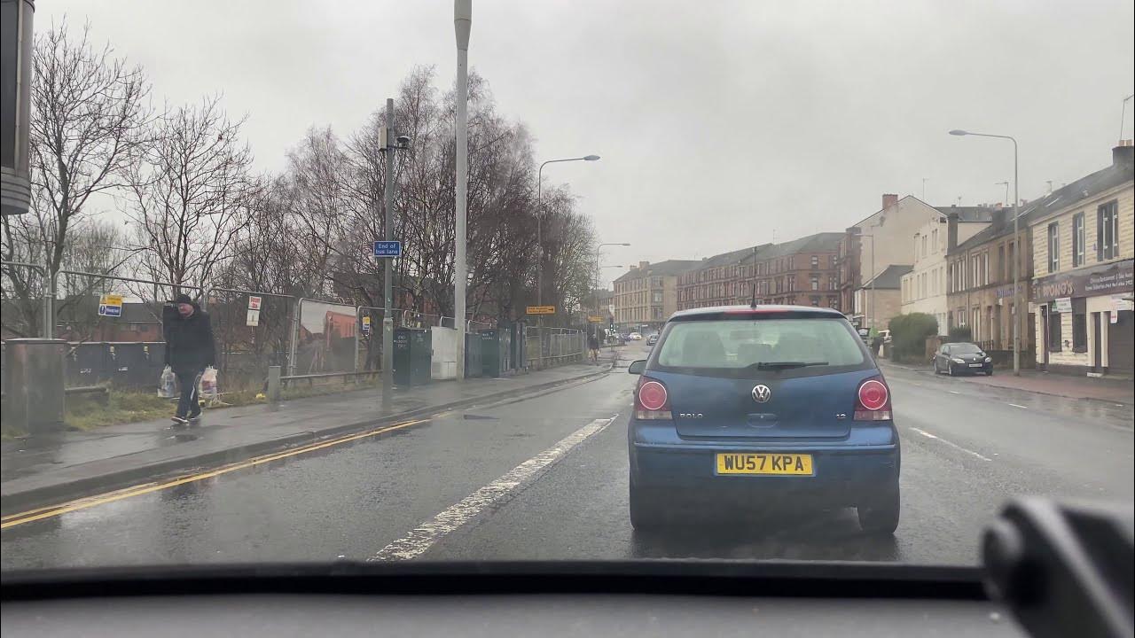 Driving in Glasgow St. Cross Maryhill Road Queen Margaret Drive January 2021