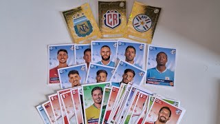 Abri os primeiros pacotinhos do álbum da copa america 2024! Consegui várias do Uruguai e escudos