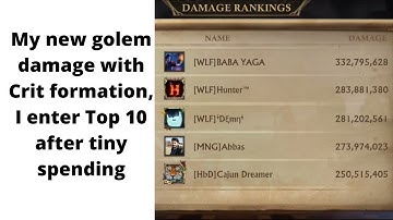 My new golem damage with Crit formation | I enter Top 10 after tiny spending | KING OF AVALON