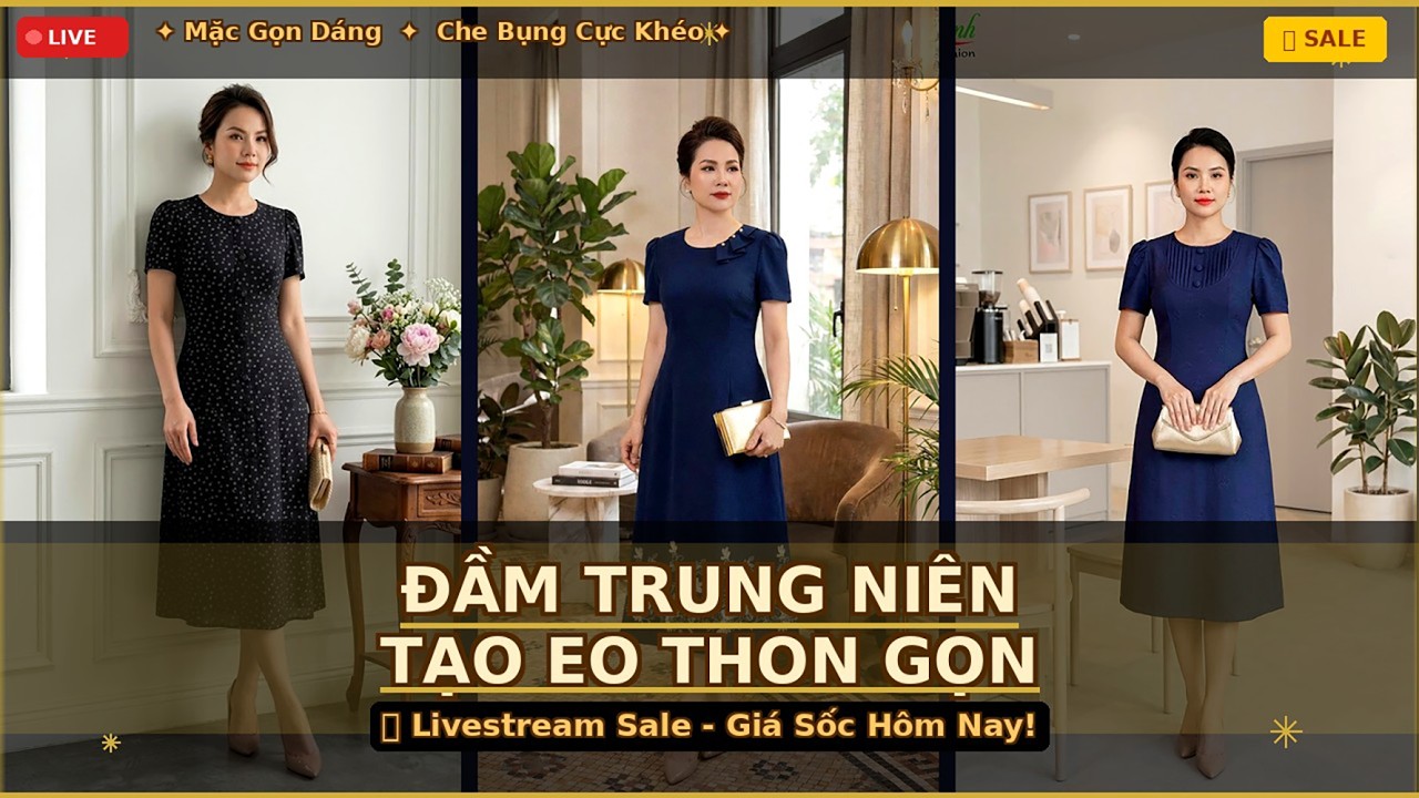 💝 Đầm Trung Niên Bán Chạy | Che Bụng Đẹp | Quý Cô U40-U60 | Khách Mua Nhiều