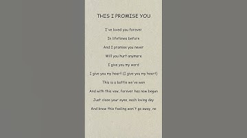 This i promise you #lyricsvideo