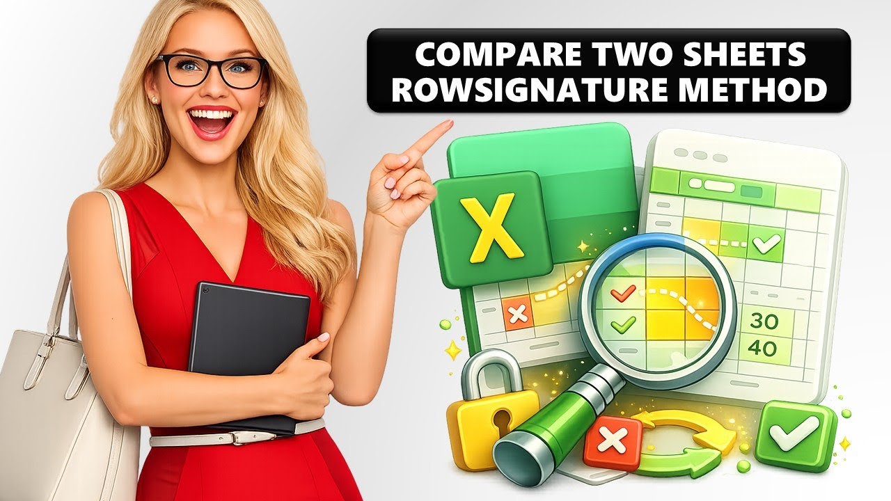 Сравните две электронные таблицы Excel, используя уникальные значения в строке (ROWSIGNATURE).