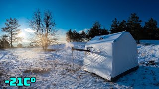 21C HOT TENT SNOW CAMP IN EXTREME COLD