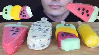 ASMR ICE CREAM PARTY WHITE CHOCOLATE COOKIES WATERMELON ICE CREAM LOLLIPOP EATING SOUNDS MUKBANG