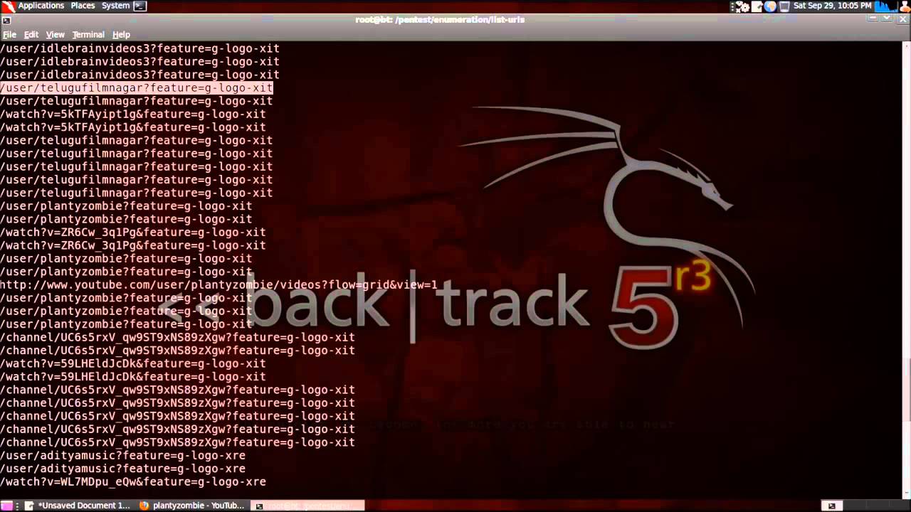 List Urls tool in BackTrack 5 R3 - YouTube