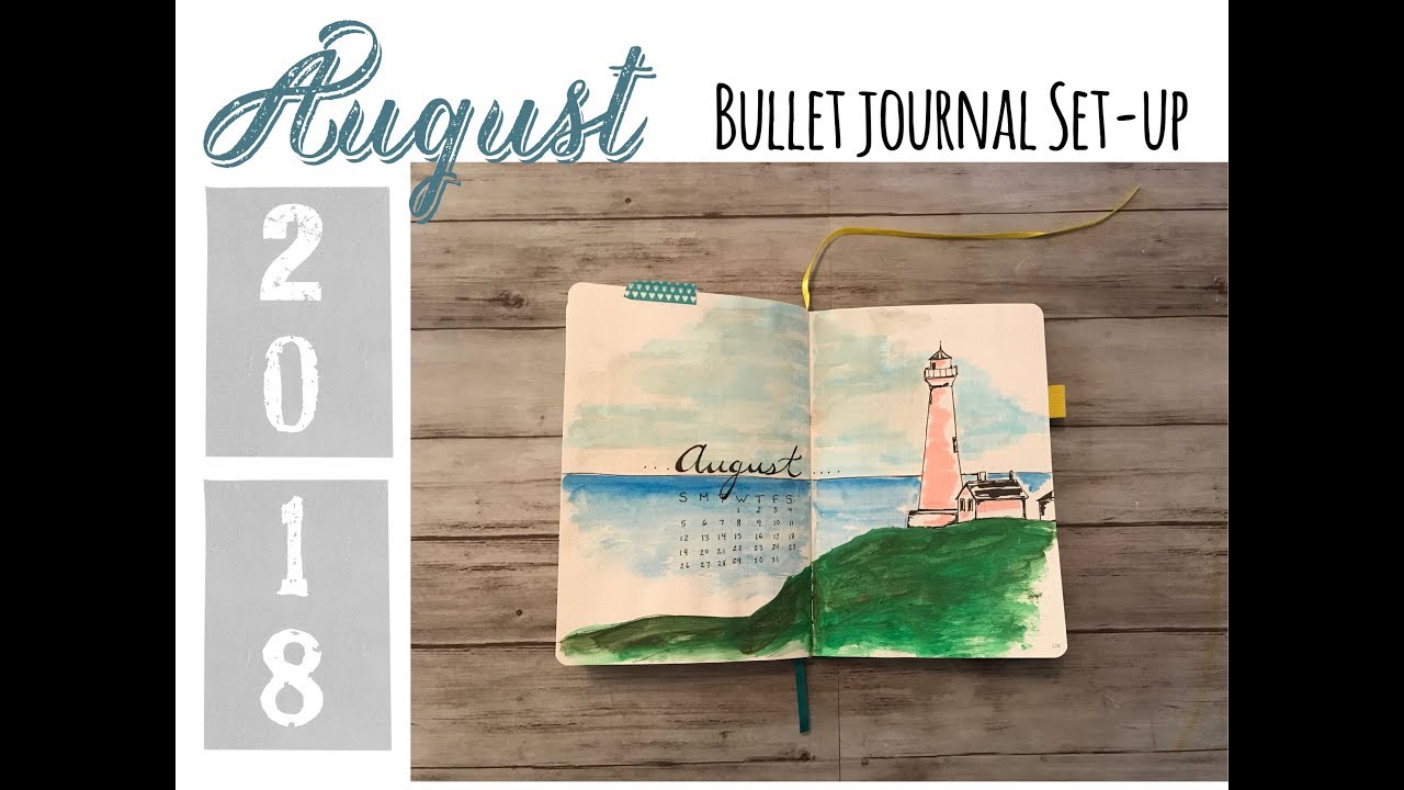 August 2018 Bullet Journal set up - Lighthouse theme
