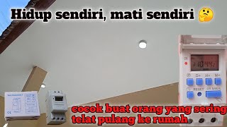 Cara setting dan pasang timer lampu, Digital timer switch  taffware THC15A