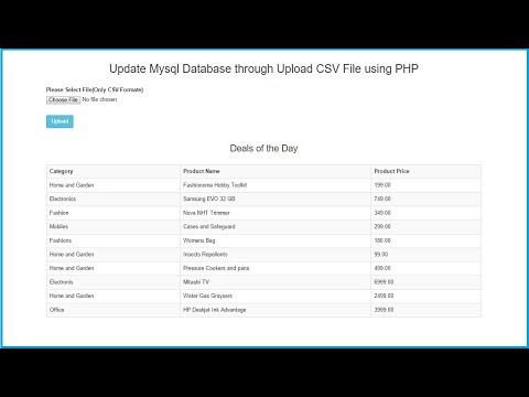 Update Mysql Database Through Upload Csv File Using Php Youtube