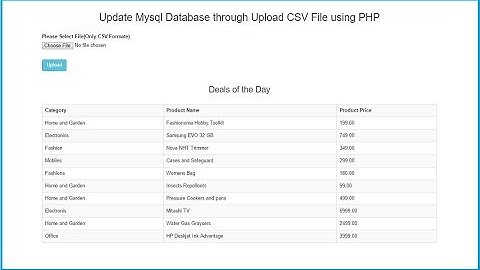 Update Mysql Database through Upload CSV File using PHP