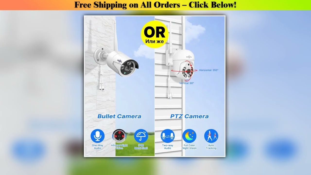 Hiseeu H.265+ 10CH NVR Wireless CCTV Exterior Camera Surveillance System 3/5MP WIFI PTZ IP Camera