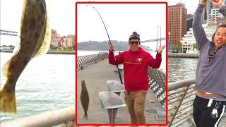 Catching HALIBUT in San Francisco from the Pier!