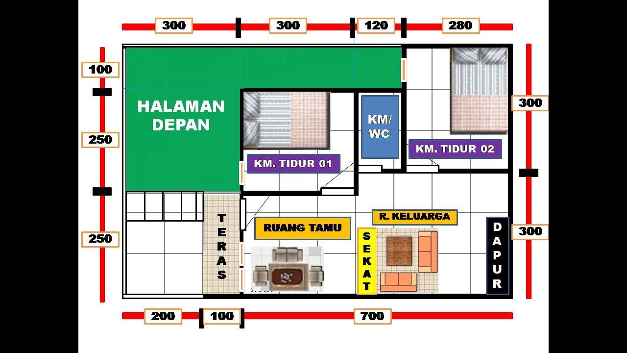  DENAH RUMAH TYPE 21  ukuran 6 x 10 M YouTube