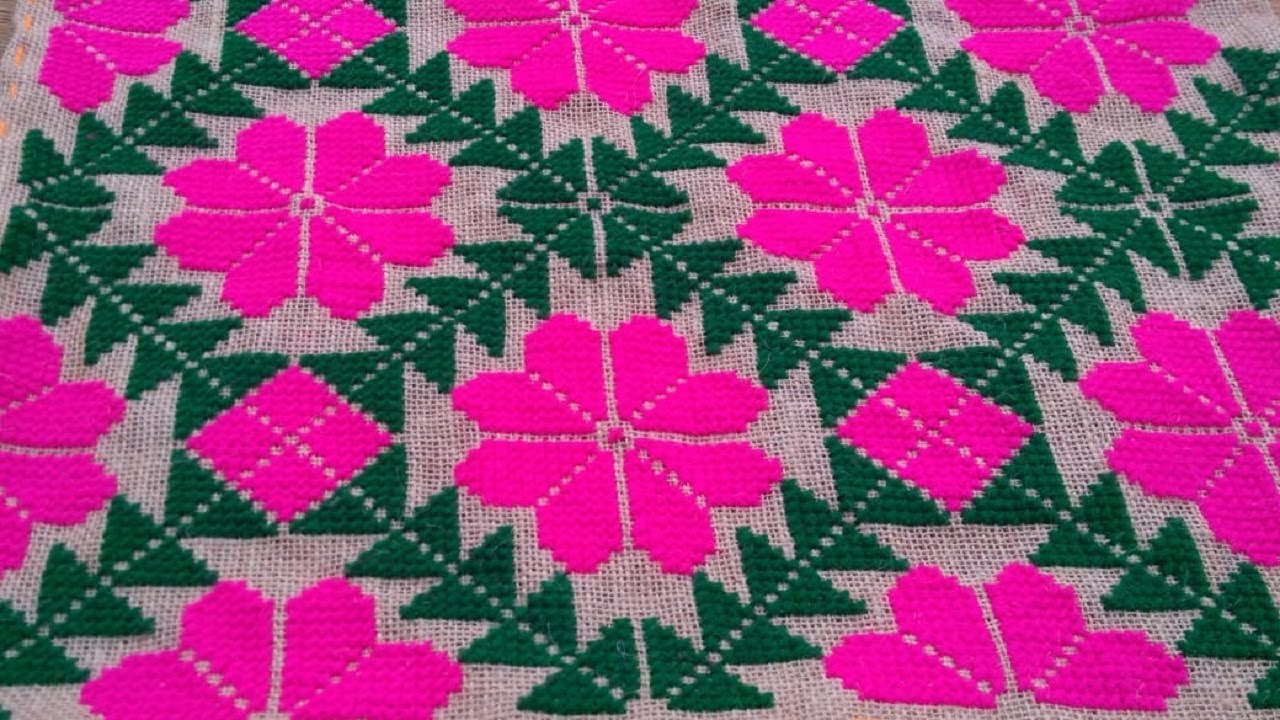 Beautiful Cross stitch Ason Selai Design Hand Stitch Floor Mat