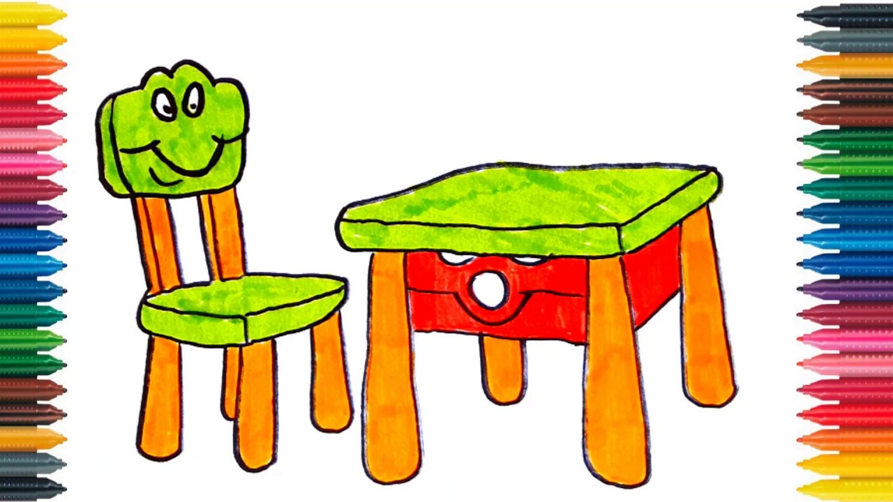 Hildrens Table And Chair Drawing For Kids How To Draw And Paint Table And Chair Video For Kids Youtube