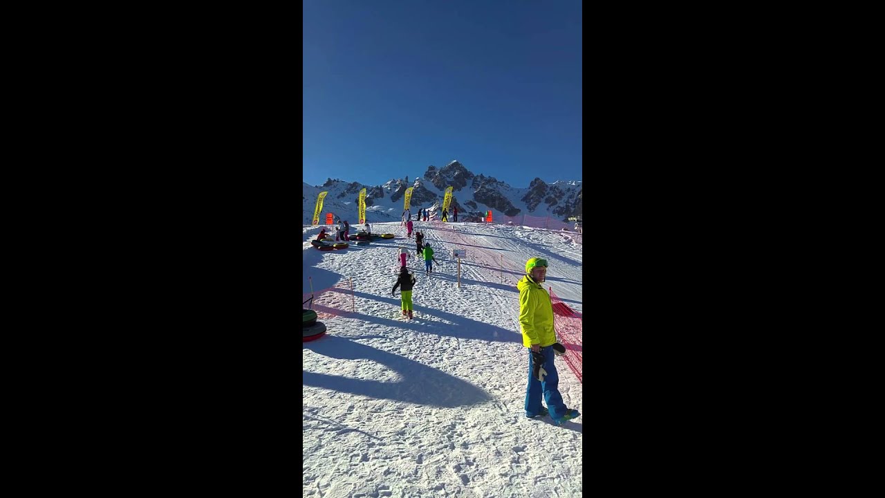 Alexander skiing on an airbag