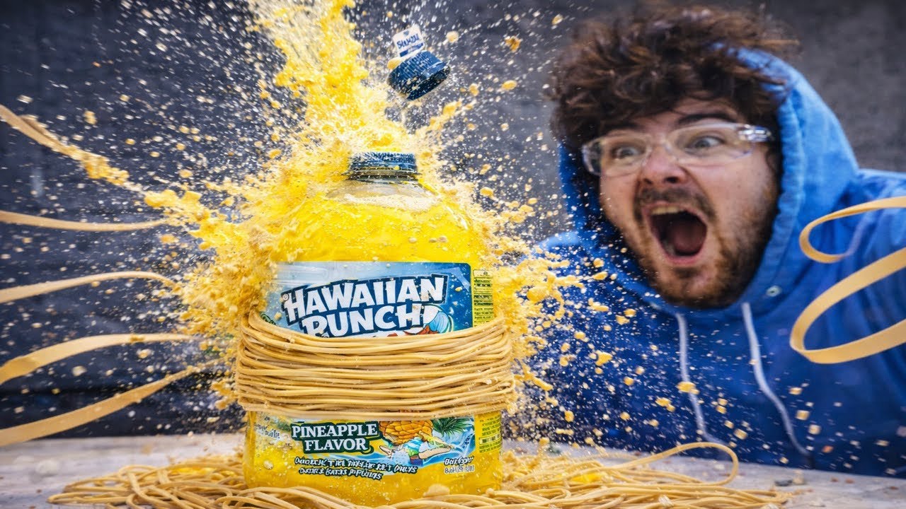 Rubber bands vs pineapple Hawaiian Punch