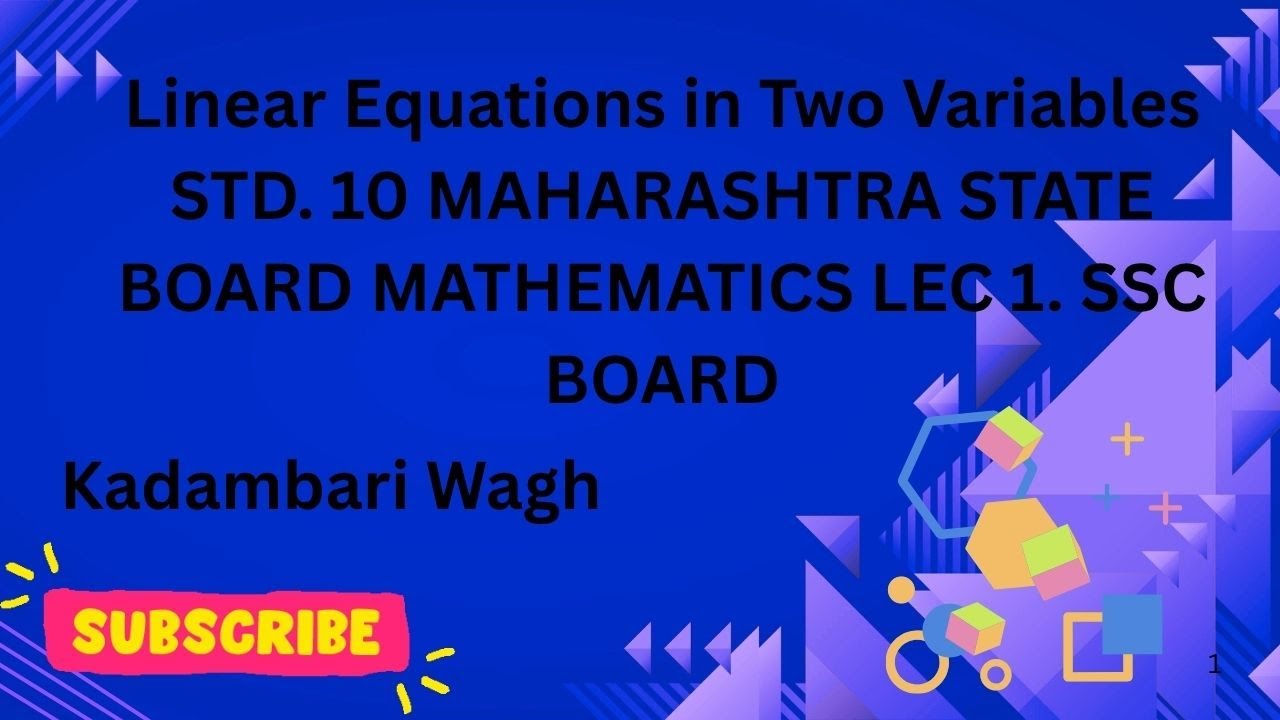 Linear equations in two variables part 1 - YouTube