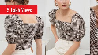 DIY - Easiest Way to Make Puff Sleeves | Square Neck Top From Old Shirts diy  | by Nilisha |